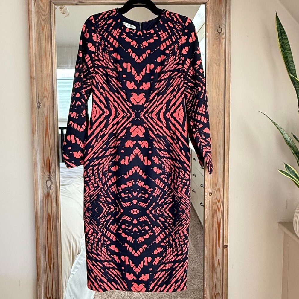 Tie Dye Crepe Midi Sheath Dress